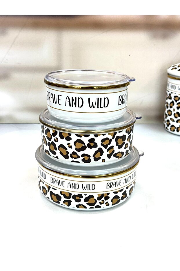 Qualita Nova 3-Piece Storage Container Tkebt Leopard