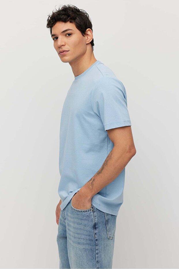 Erkek Bisiklet Yaka Basic T-shirt - 4