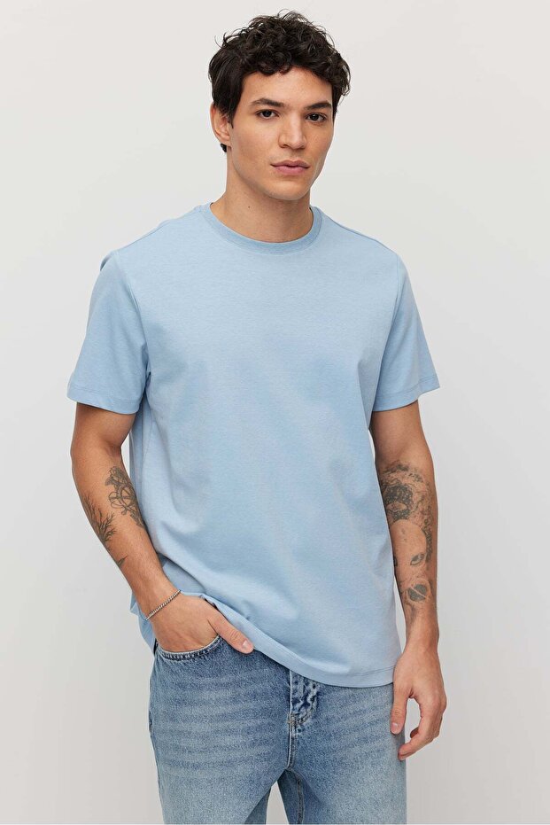 Erkek Bisiklet Yaka Basic T-shirt - 2