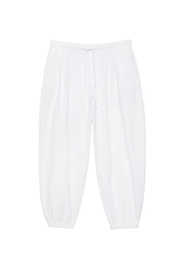 Beli lastikli şalvar pantolon - 4