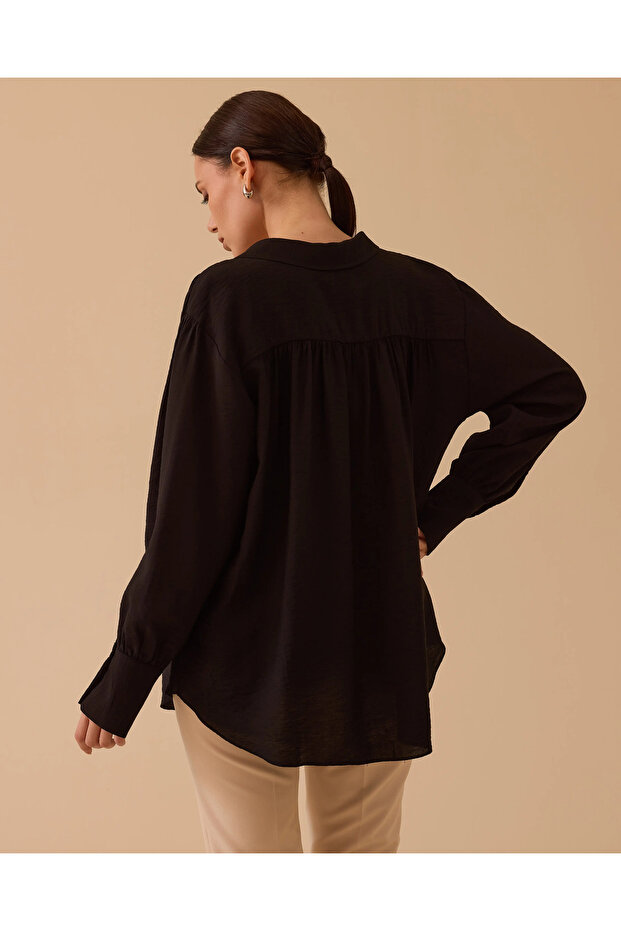 Düğmeli Gofre Gömlek - 3