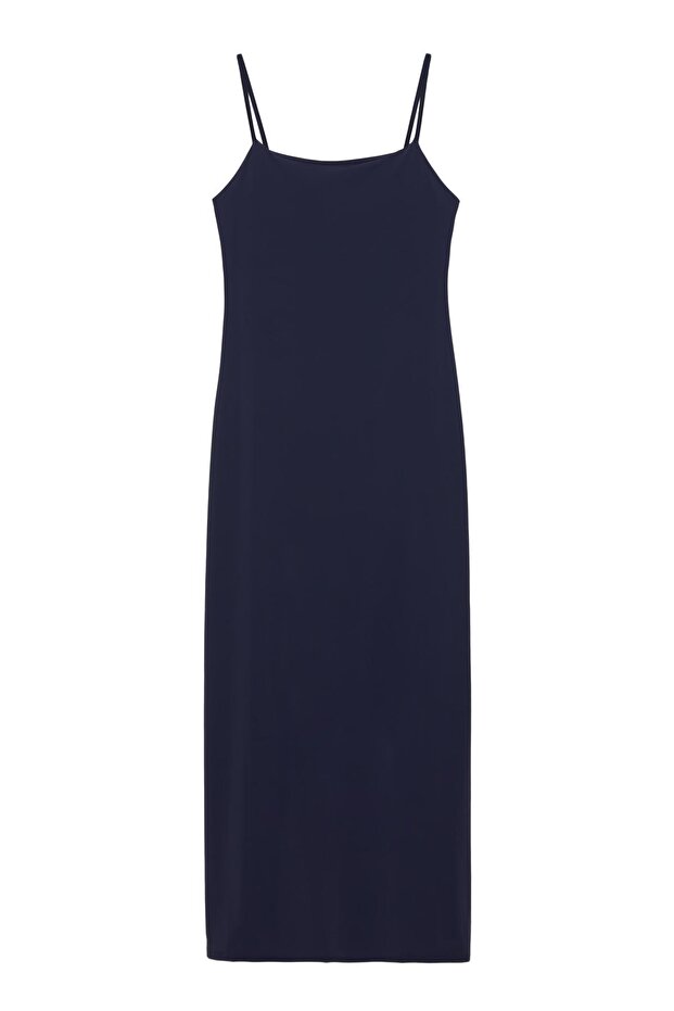 Askılı poliamid midi elbise - 3