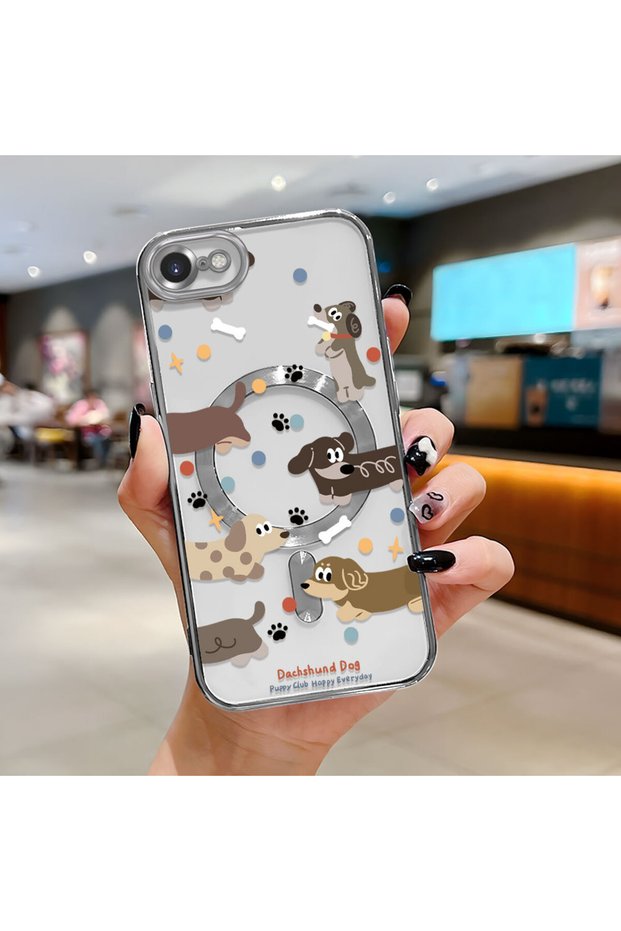 iPhone Se 2020 Compatible Transparent Soft Silicone Magsafe Wireless Phone Case Dog Pattern
