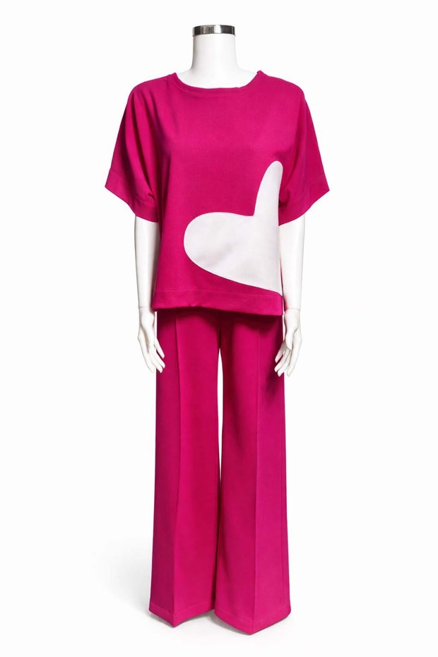 Fuchsia set with heart applique - 1