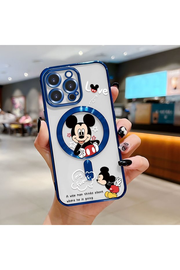 iPhone 15 Pro Max Compatible Transparent Soft Silicone Magsafe Wireless Phone Case Mickey Pattern