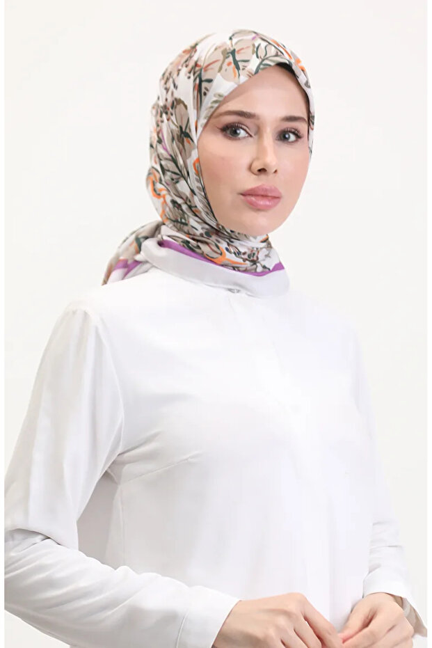 منقوش وشاح ناعم 70245-10 إكرو بنفسجي