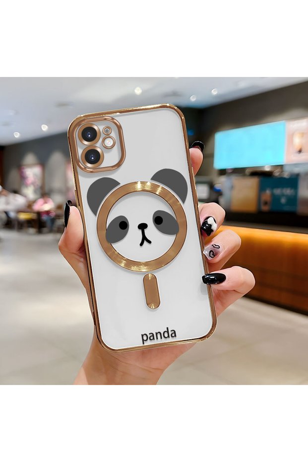 iPhone 11 Compatible Transparent Soft Silicone Magsafe Wireless Phone Case Panda Pattern