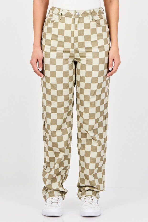 Women Regular Fit Checkerboard No Stretch Jeans, Multicolor