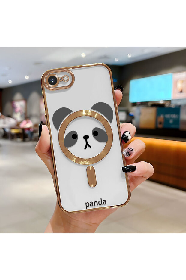 iPhone Se 2020 Compatible Transparent Soft Silicone Magsafe Wireless Phone Case Panda Pattern