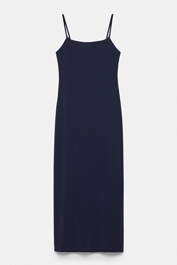 Askılı poliamid midi elbise - 7