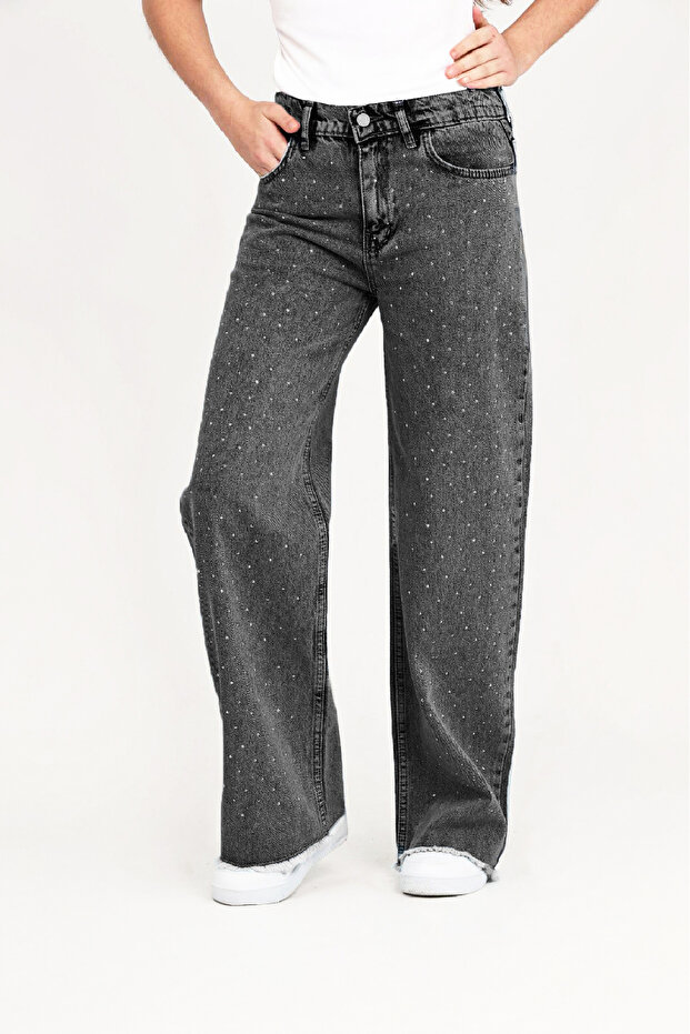 Girls' Destroyed Wide-Leg Jeans Pants 5-15 Years 12488