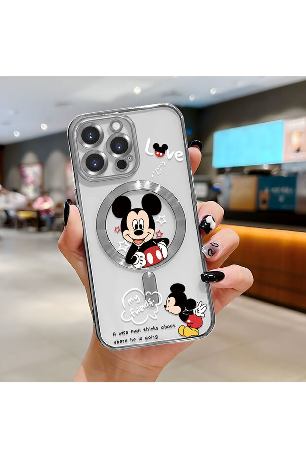 iPhone 14 Pro Max Compatible Transparent Soft Silicone Magsafe Wireless Phone Case Mickey Pattern