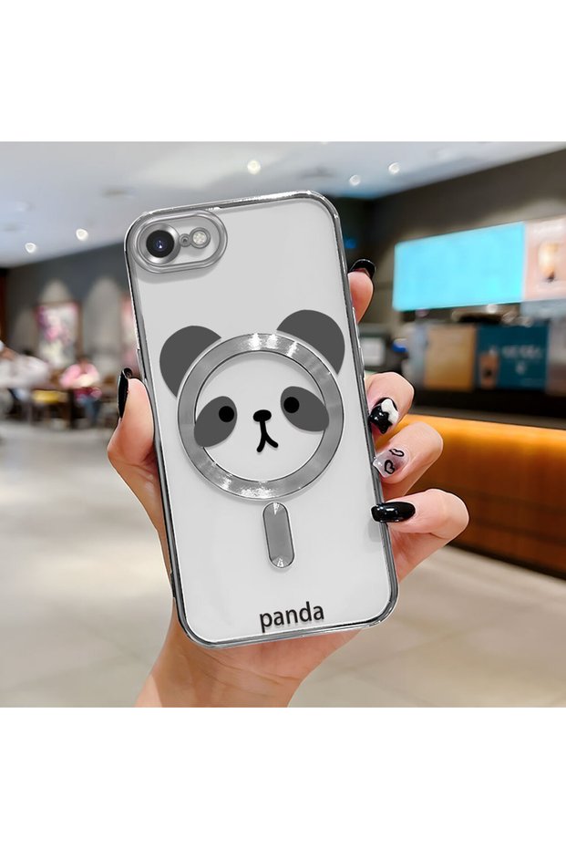 iPhone Se 2020 Compatible Transparent Soft Silicone Magsafe Wireless Phone Case Panda Pattern