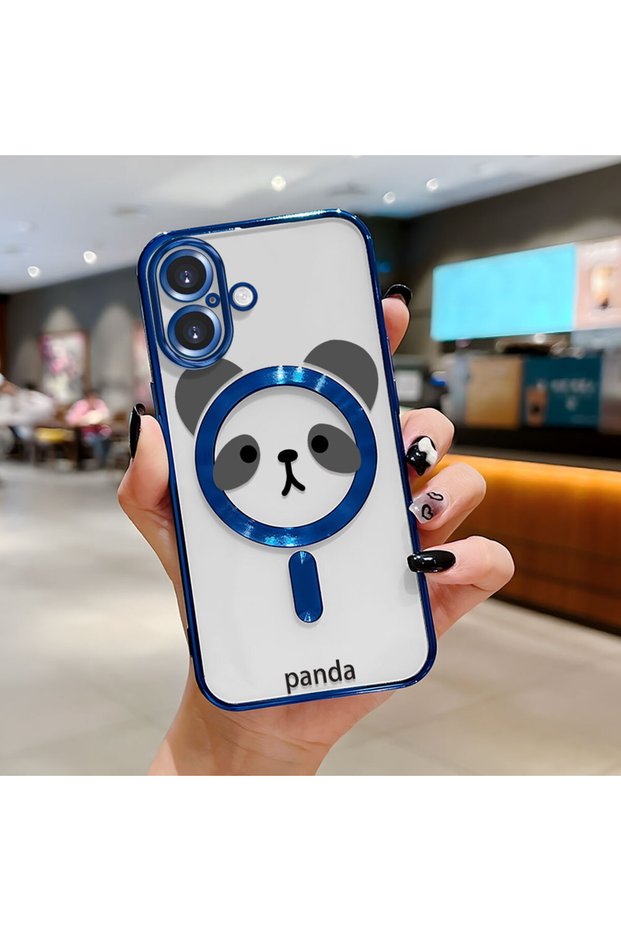 iPhone 16 Compatible Transparent Soft Silicone Magsafe Wireless Phone Case Panda Pattern