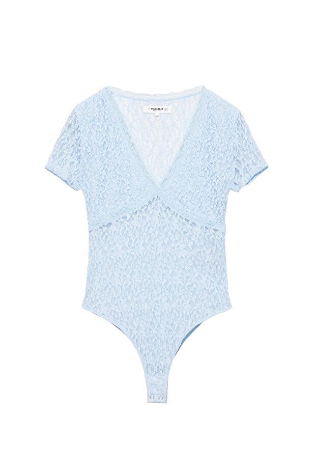 Kısa kollu dantel body - 4