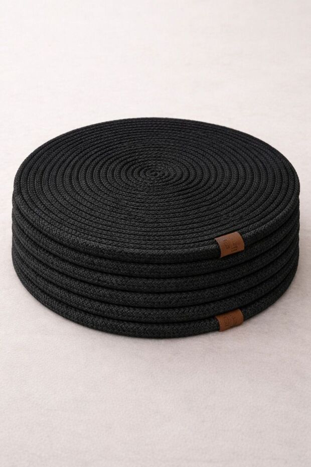 Black Jute Supla Set of 6 a Placemat - Luxury American Service Set