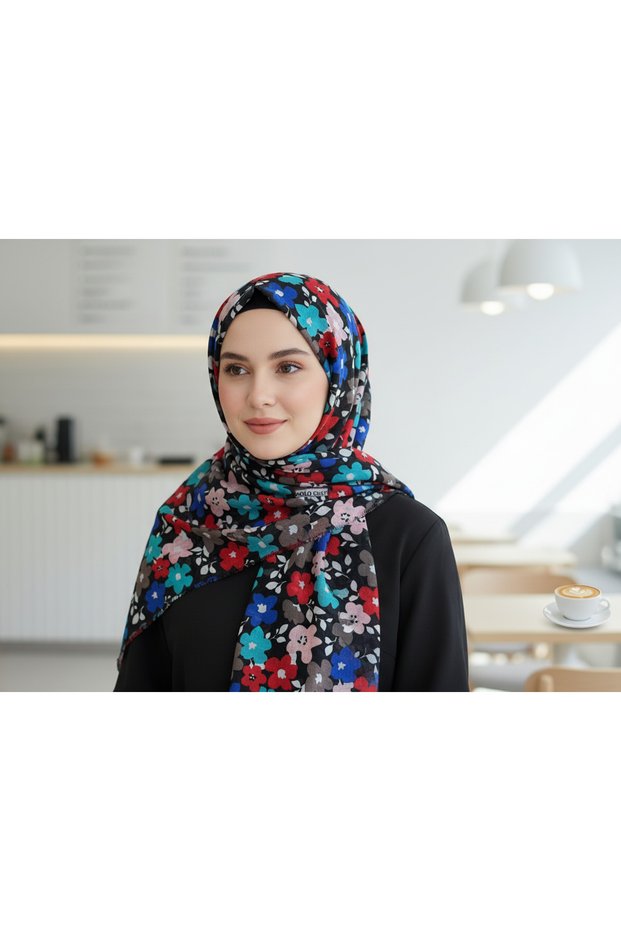 Floral Print Cotton Scarf– Summer Lightweight Soft Colorful Daily Hijab Scarf
