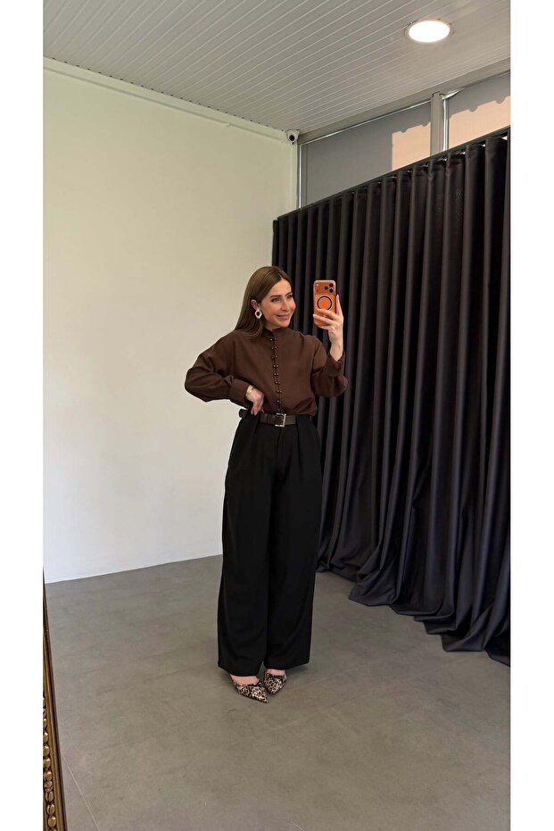 Belt Pack Trousers with Front Pockets, Black