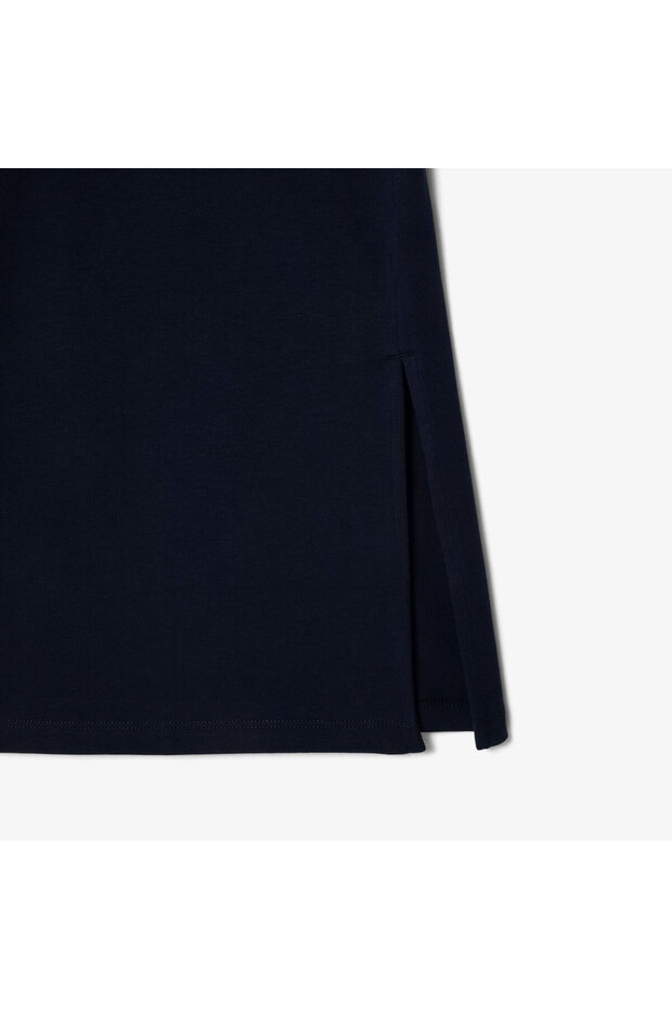 Kadın Flare Fit Kısa Kollu Bisiklet Yaka Lacivert Elbise - 7