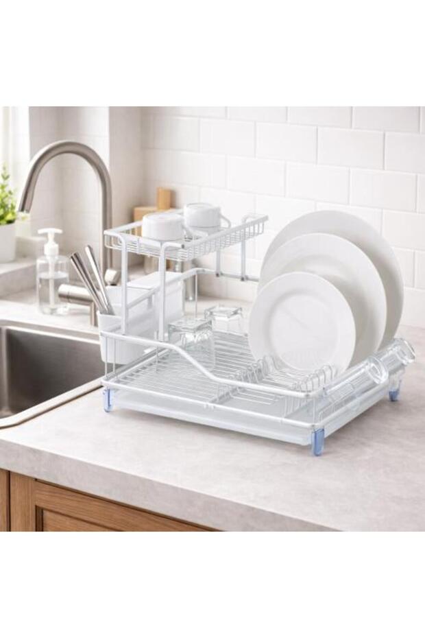 Stainless Steel Dish Organizer with Multi-Level Design