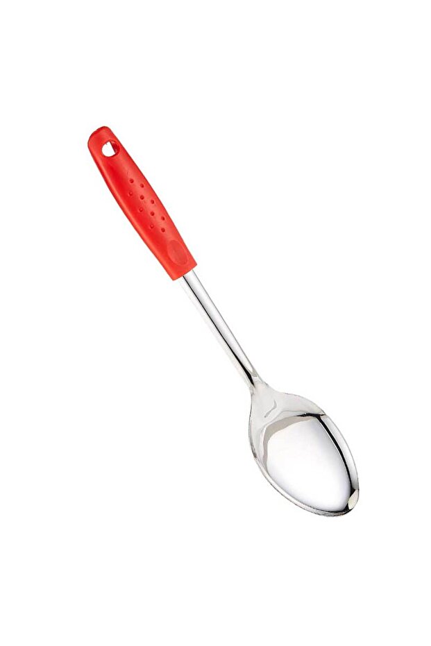 Kitchen Basting Spoon with Red Heat-Resistant Handle