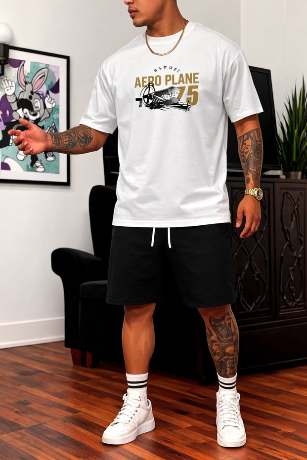 Men's Printed T-Shirt Shorts Set Summer Comfortable Fit Oversized Daily Sports Combination New Season
