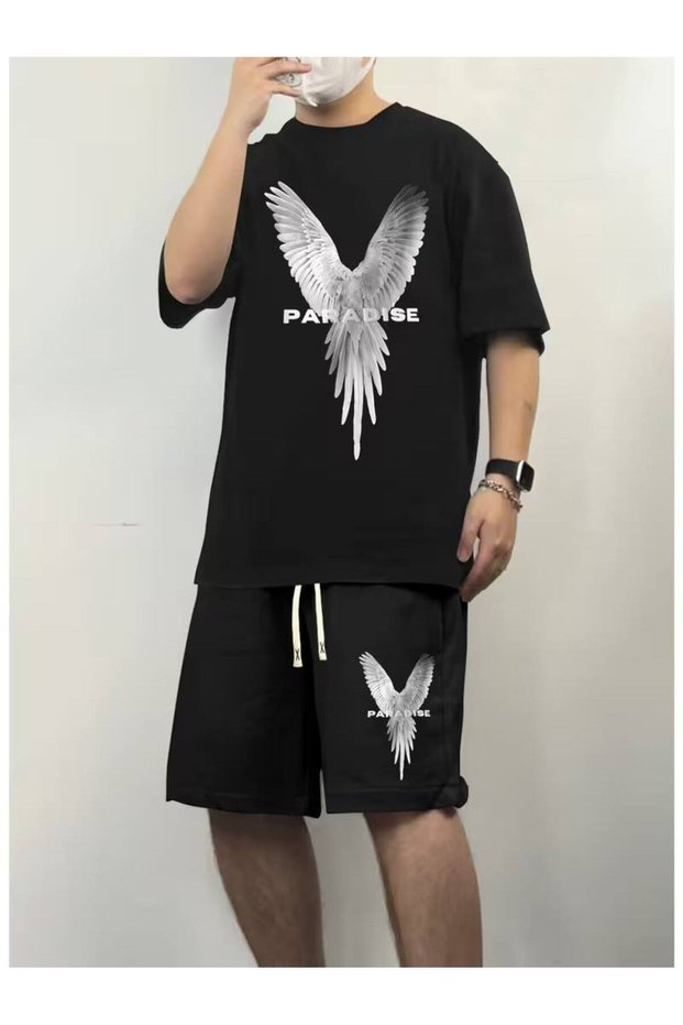 Men's Printed T-Shirt Shorts Set Summer Comfortable Fit Oversized Daily Sports Combination New Season