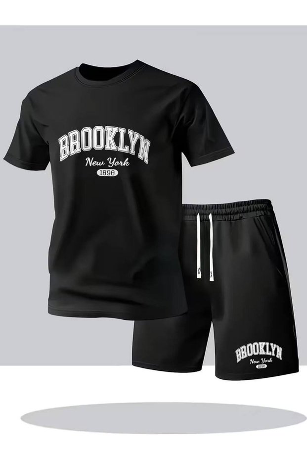 Men's Printed T-Shirt Shorts Set Summer Comfortable Fit Oversized Daily Sports Combination New Season