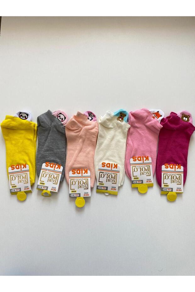 Colorful Embroidered Cute Animal Motif 6-Piece Socks for Girls Aged 9-11