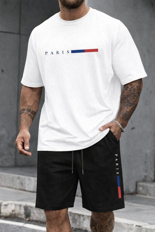 Men's Printed T-Shirt Shorts Set Summer Comfortable Fit Oversized Daily Sports Combination New Season