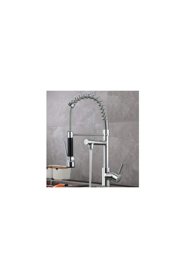 Spiral Double-Headed Industrial Kitchen Sink Faucet with Dual Water Inlets