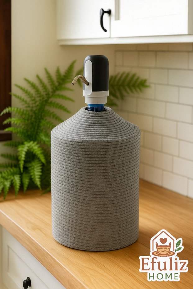 Natural Jute Wicker Look Bottle Cover, Stylish and Aesthetic Water Dispenser Cover