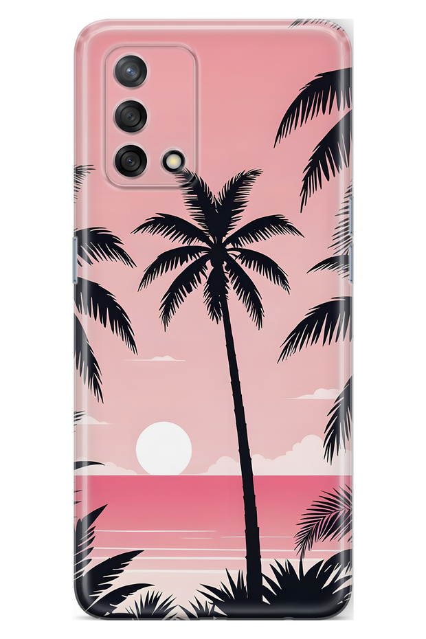 Oppo A74 Compatible Palmiye Patterned Transparent Phone Case
