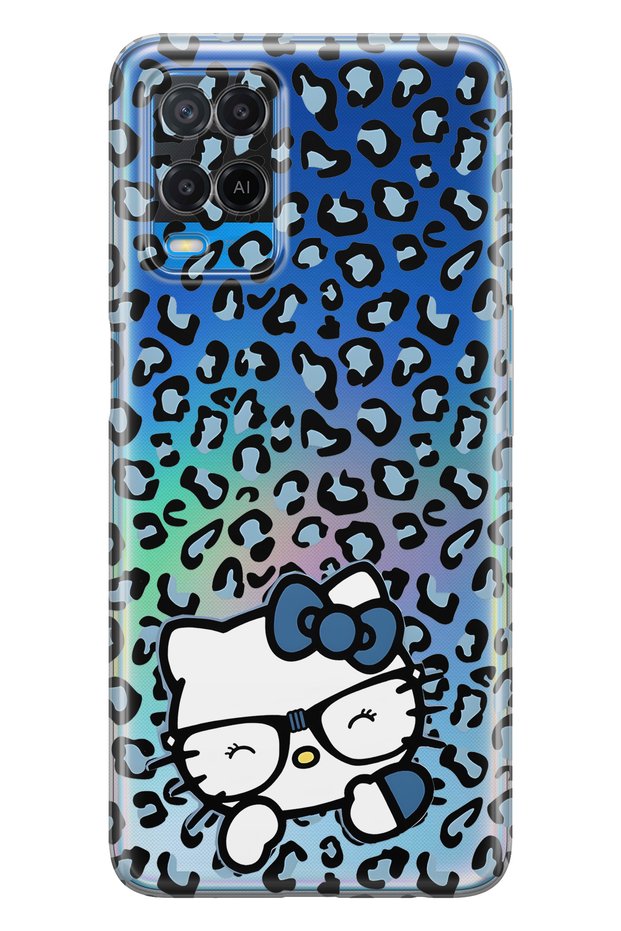 Oppo A54 Compatible Kitty Patterned Transparent Phone Case