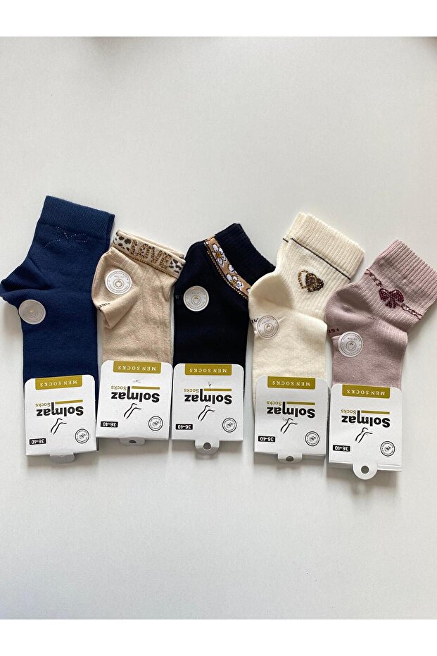 Colorful Stone Embellished Women's 5-Piece Socks
