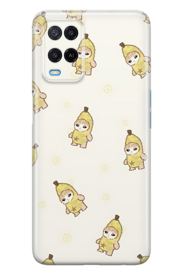 Oppo A54 Compatible Banana Costume Cat Patterned Transparent Phone Case