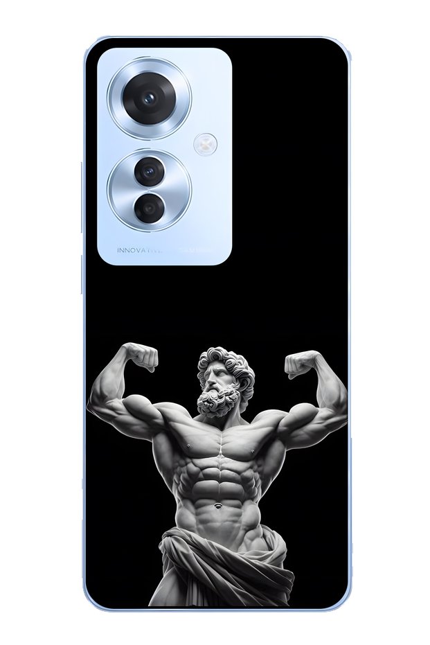 Oppo Reno 11F 5g Compatible Ancient Sculpture Muscular God Patterned Transparent Phone Case