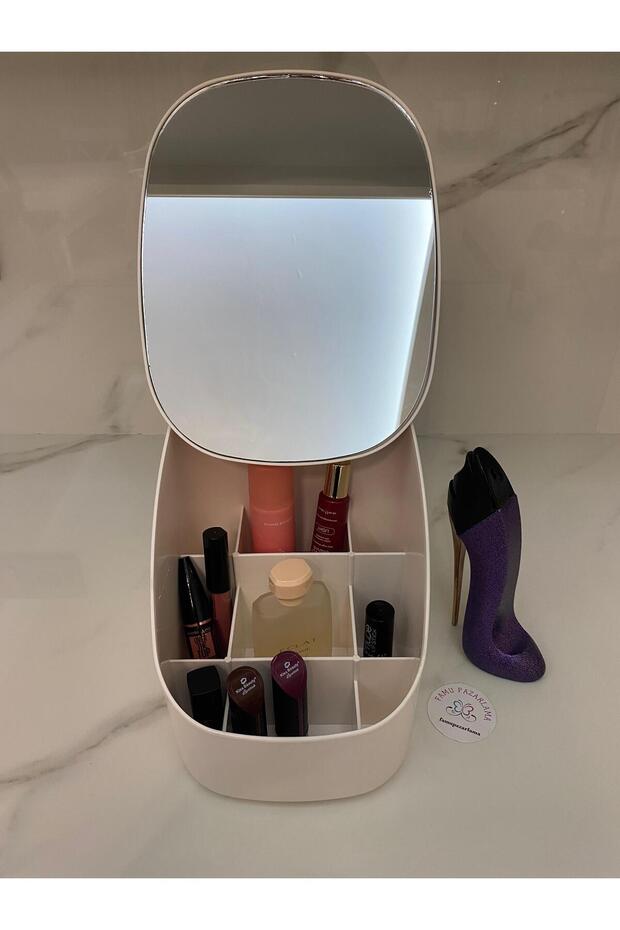 White Kangaroo Mirrored Organizer, Collapsible, Stylish and Functional Design