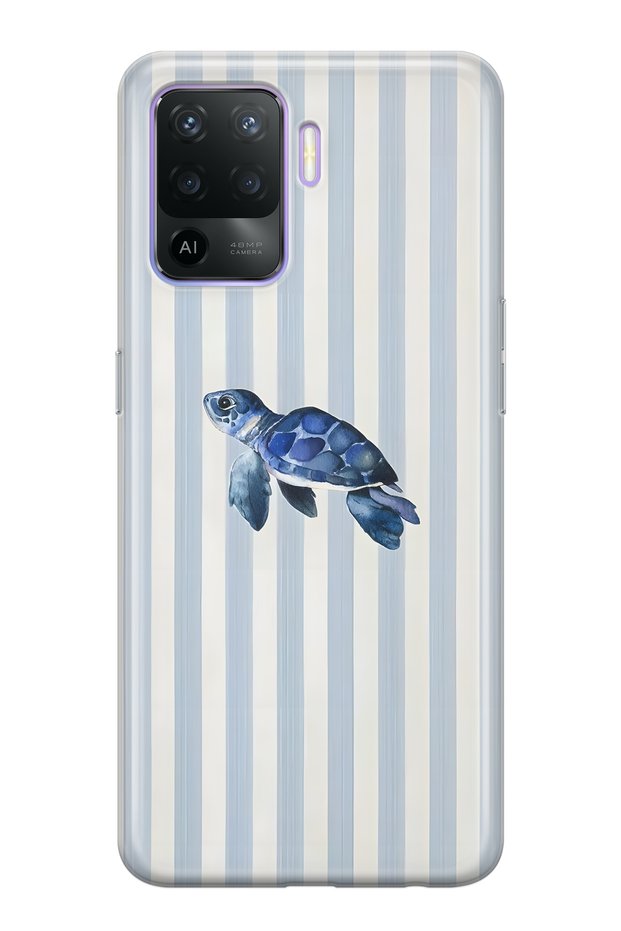 Oppo Reno 5 Lite Compatible Sea Turtle Patterned Transparent Phone Case