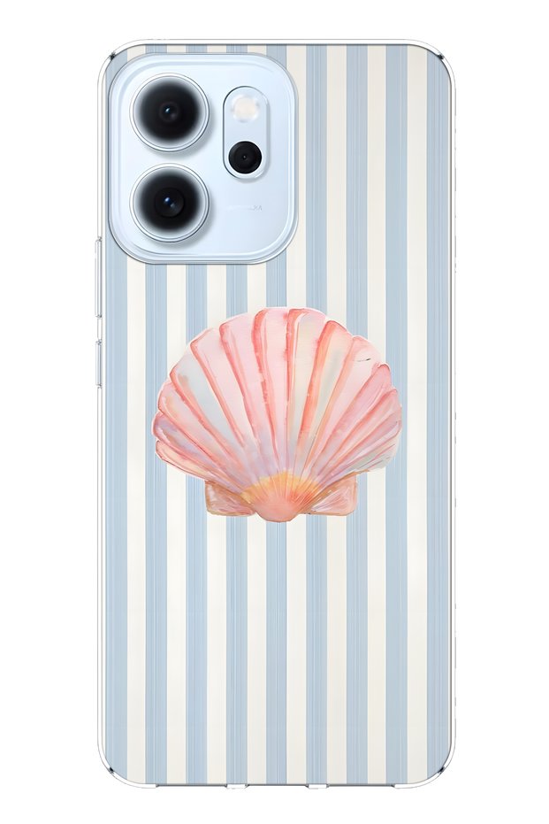 Oppo Reno 14F Compatible Sea Shell Patterned Transparent Phone Case