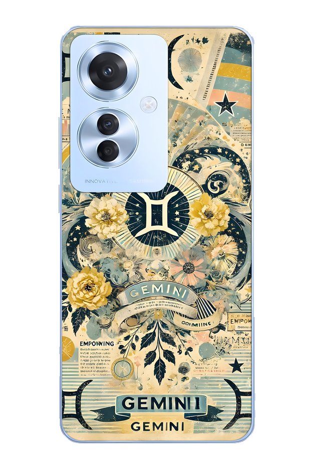 Oppo Reno 11F 5g Compatible Gemini D Patterned Transparent Phone Case