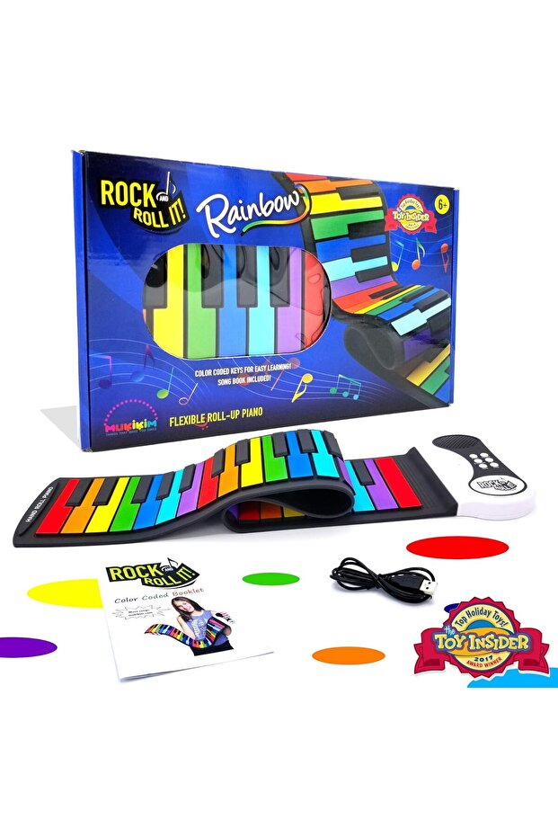 Rock and Roll It - The Original Rainbow Piano. Roll Up Flexible Piano Keyboard for Kids / Beginners
