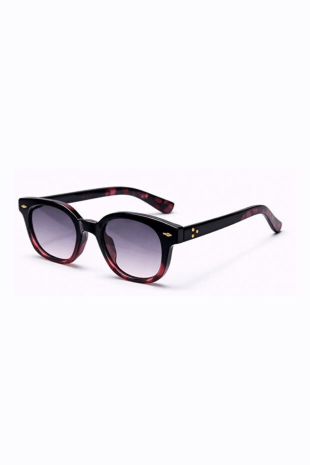 Surlin Lilac Patterned Patterned Retro Bone Frame Unisex Uv400 Vintage Retro Sunglasses