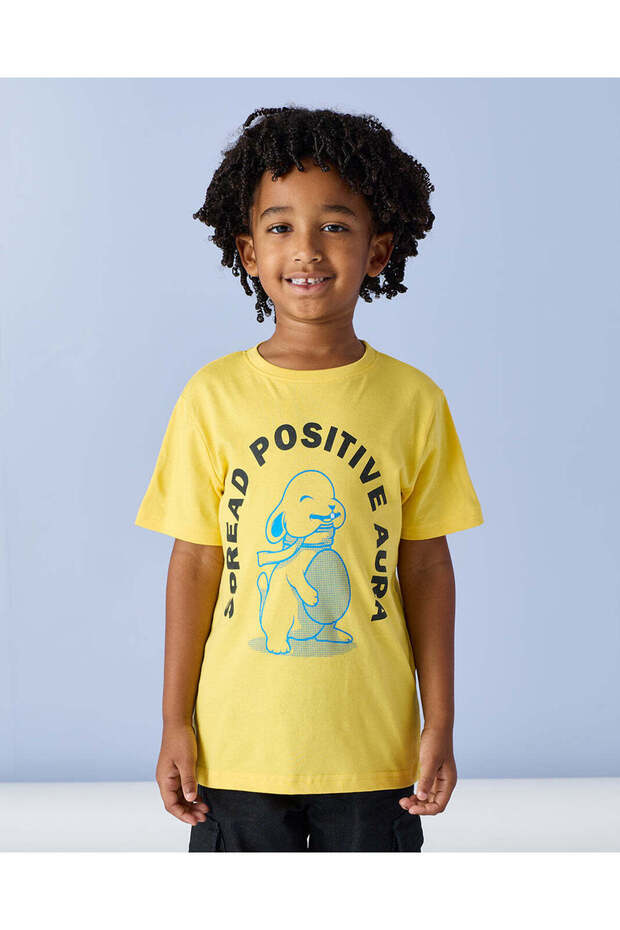 Boys Yellow Printed T-Shirt
