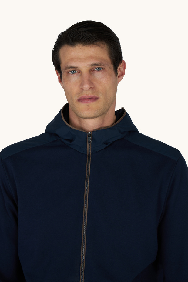 Men's Woven Viscose Nylon Zipped Sweatshirt