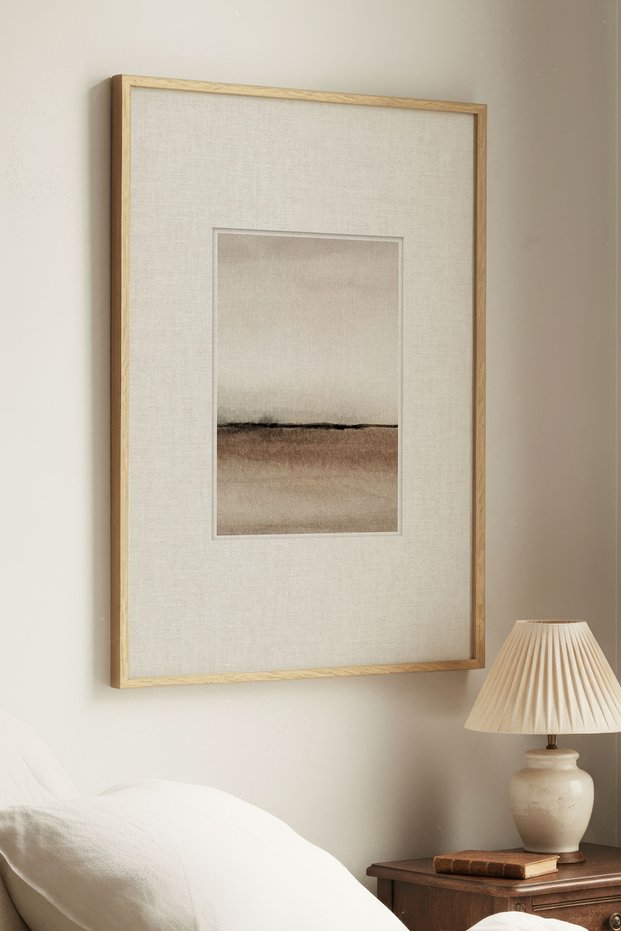 1 Piece Natural Wooden Framed Minimalist Landscape Vintage Painting