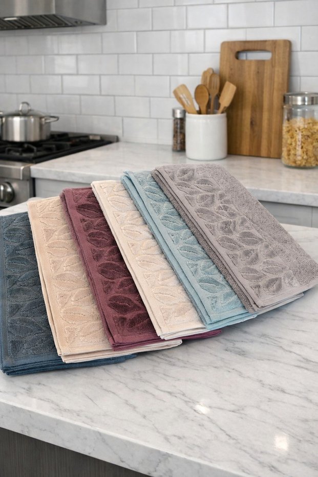 Nurpak Hazal Kitchen Towel | 30X50 cm | 100% Cotton | Set of 6 | Soft and Highly Absorbent