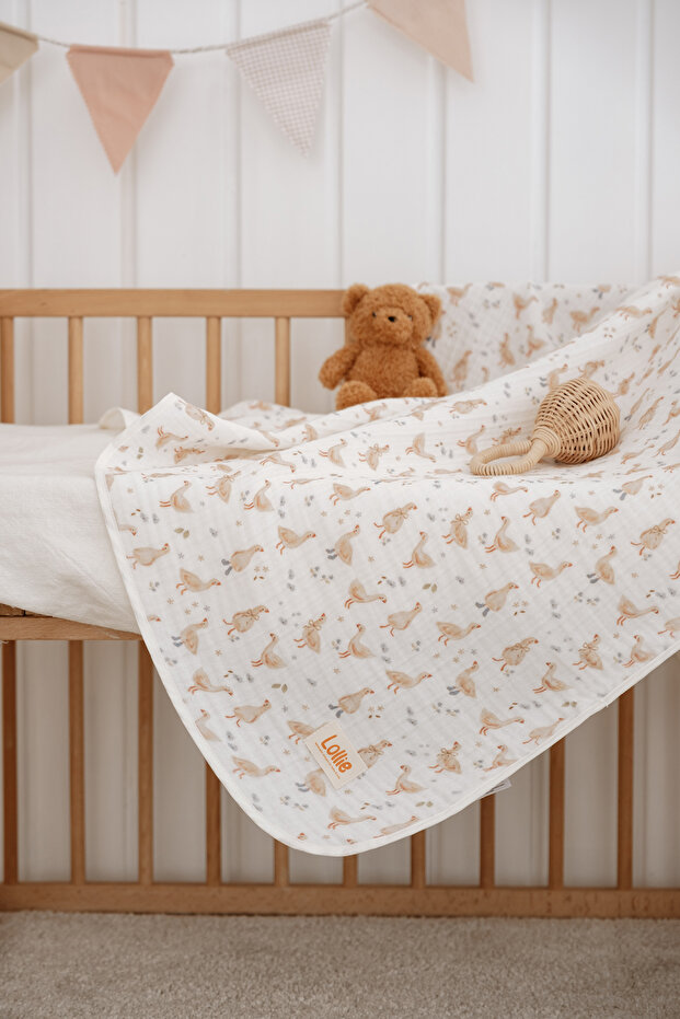 Organic 4 Layer Muslin Blanket , Baby Kids 80X100 cm - Kaz Patterned