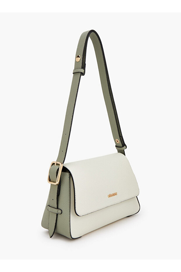 Textured Panel Shoulder Bag with Button Closure - 2
