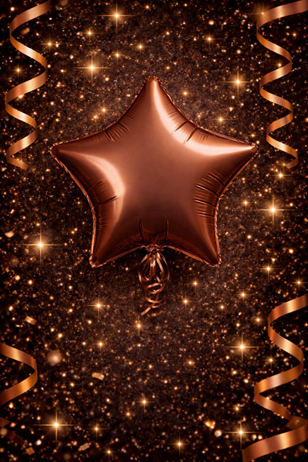 Set of 3 Brown Star Balloons – Glittering V
